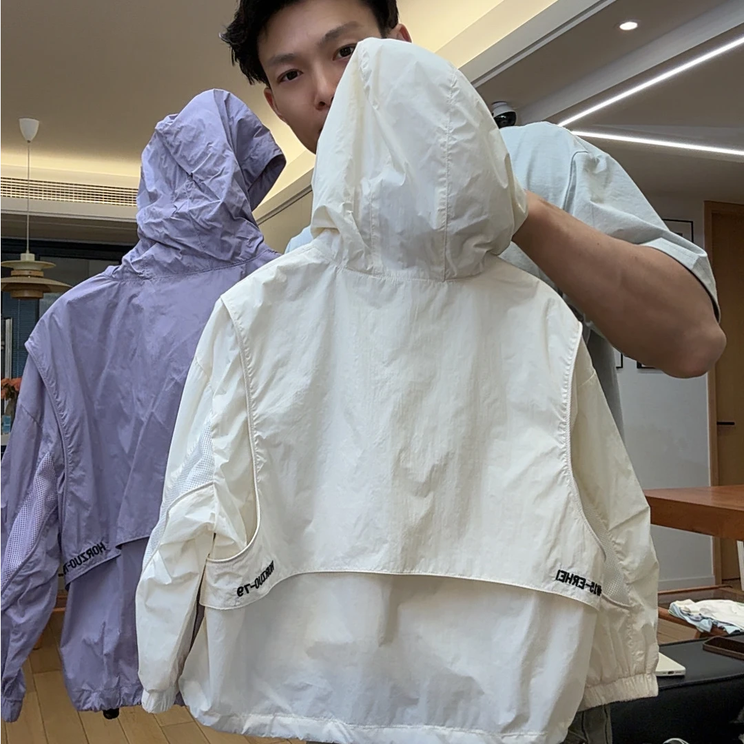 儿童防晒衣2025新款男童假两件轻薄皮肤衣外套亲子夏季防晒服