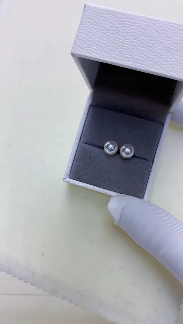 【闪购商品】海水珍珠饰品18K金镶嵌7.5-8素钉定制