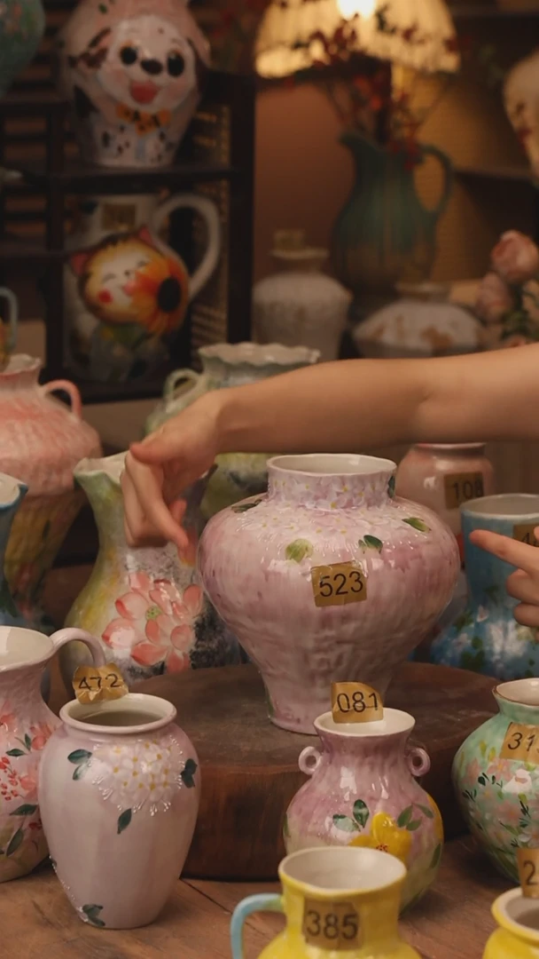 陶瓷景德镇设计师手作花器摆件侘寂风523