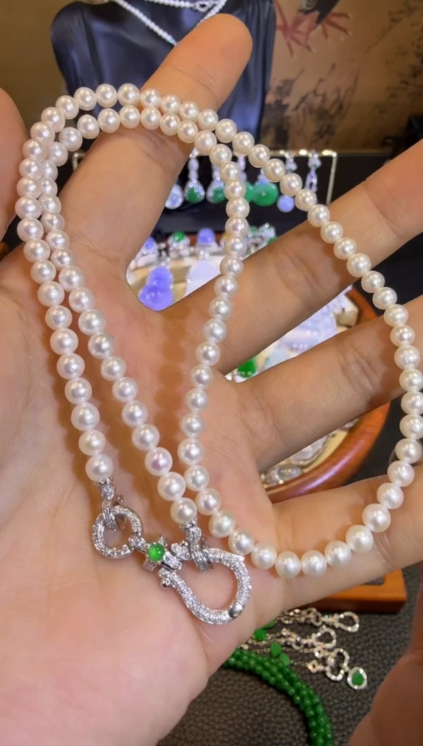 【闪购商品】淡水珍珠颈饰18K金镶嵌精工重金版珍珠万能链