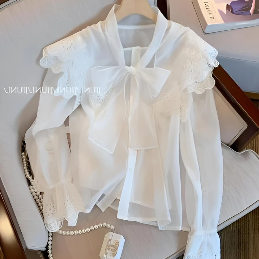 【佳佳家】蝴蝶结系带仙女衬衣