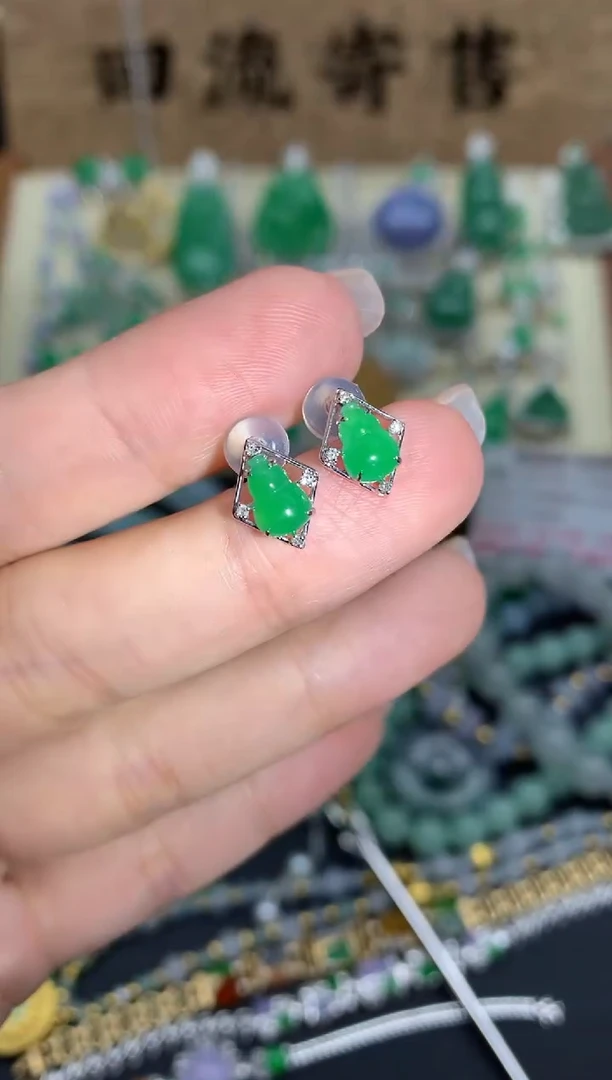 【闪购商品】翡翠耳饰18K金镶嵌364-中国好珍宝