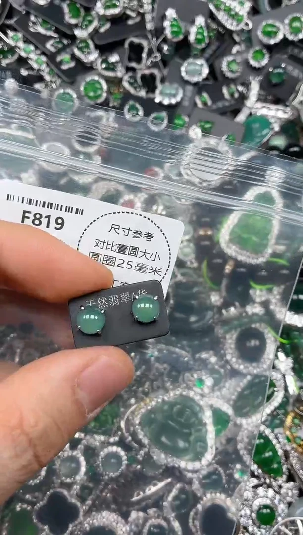 颈饰未镶嵌翡翠F819耳钉