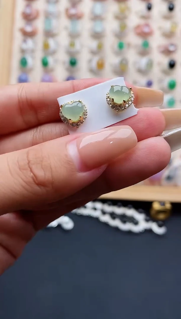 翡翠戒指银S925镶嵌天然缅甸翡翠A货222 8-5