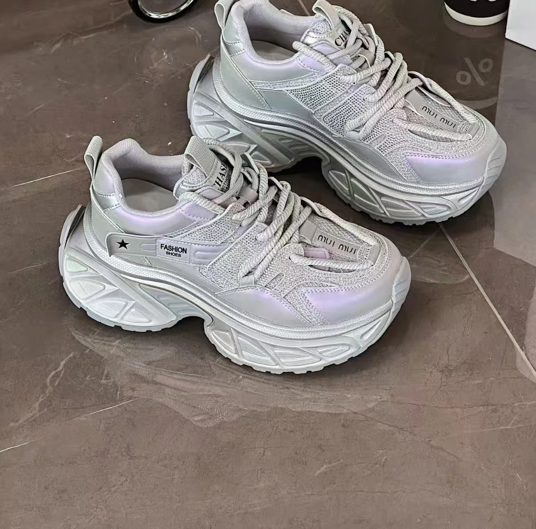 【华小姐】秋季新款时尚潮流圆头厚底透气百搭休闲鞋1099