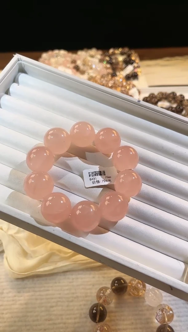 合成欧泊未镶嵌手串多样性发一Q60西柚粉22mm