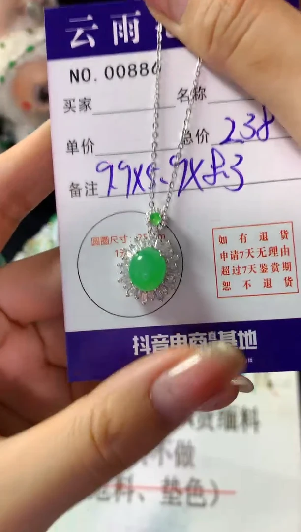 颈饰银S925镶嵌翡翠翡翠