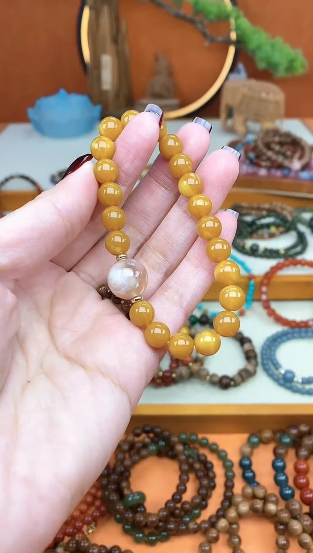 【闪购商品】蜜蜡手链未镶嵌单圈蜜蜡玛瑙手串