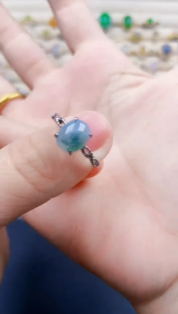 翡翠戒指银S925镶嵌21