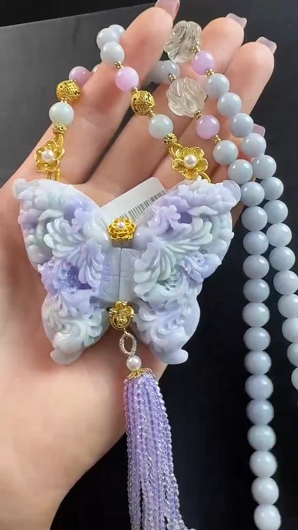 颈饰未镶嵌翡翠翡翠凤穿牡丹吊坠
