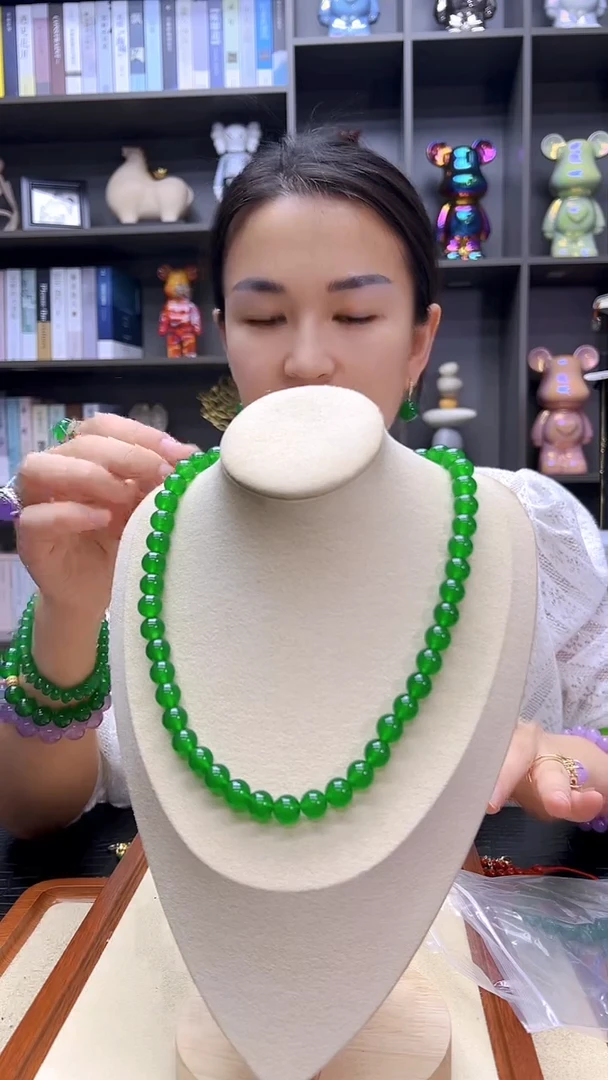 翡翠14K金镶嵌颈饰丹丹diy劲饰10mm项链