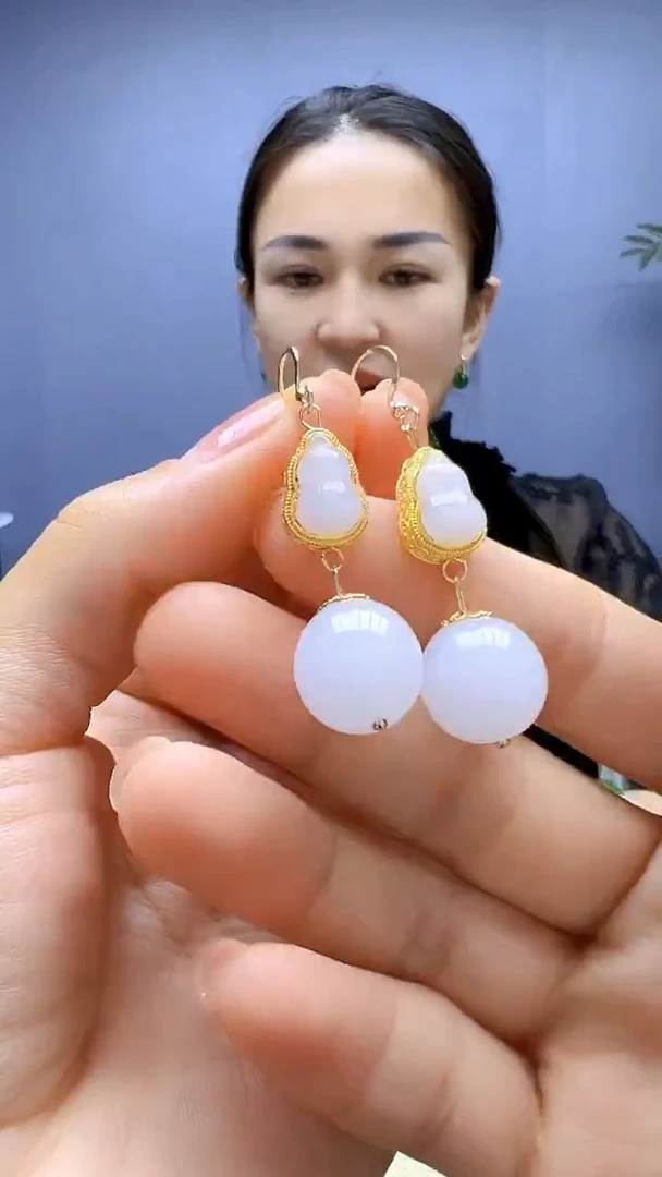 颈饰14K金镶嵌和田玉丹丹diy颈饰