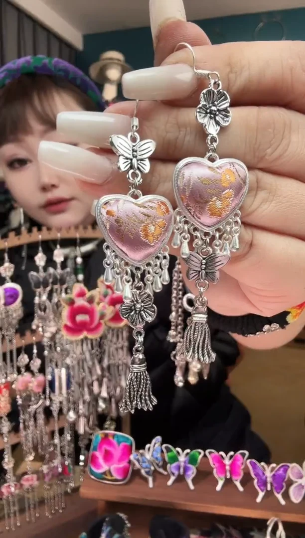 刺绣纯手工民族风刺绣耳环