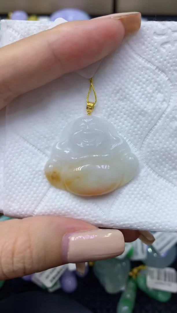 颈饰18K金镶嵌翡翠天然缅甸翡翠A货