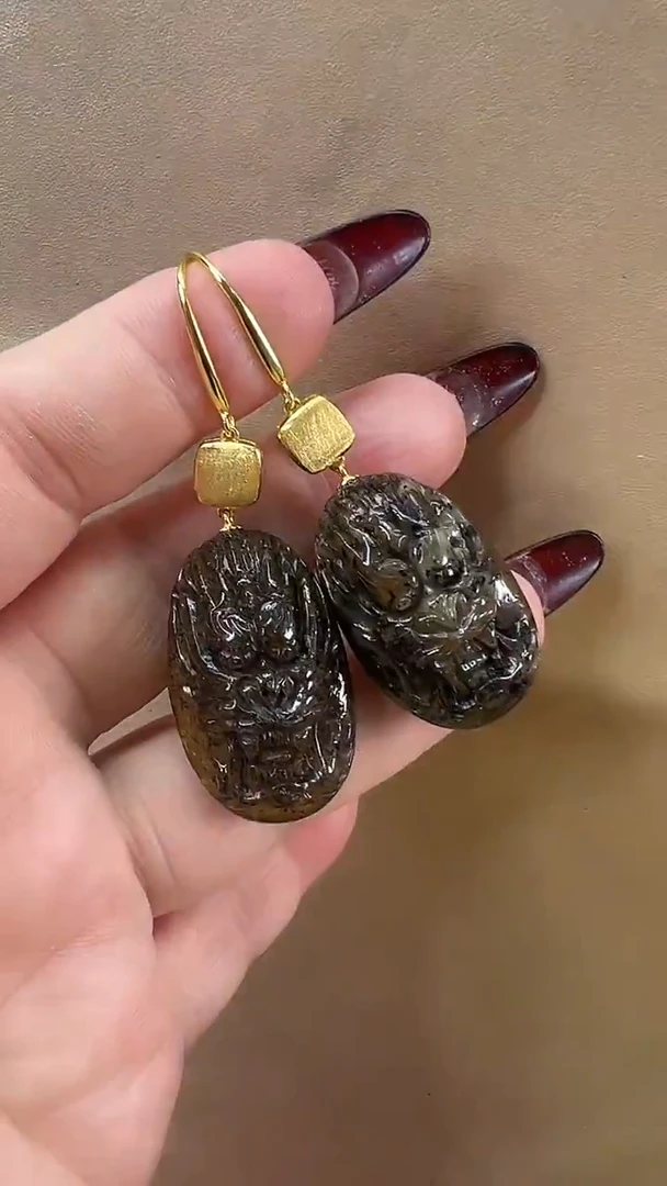 琥珀颈饰未镶嵌耳环