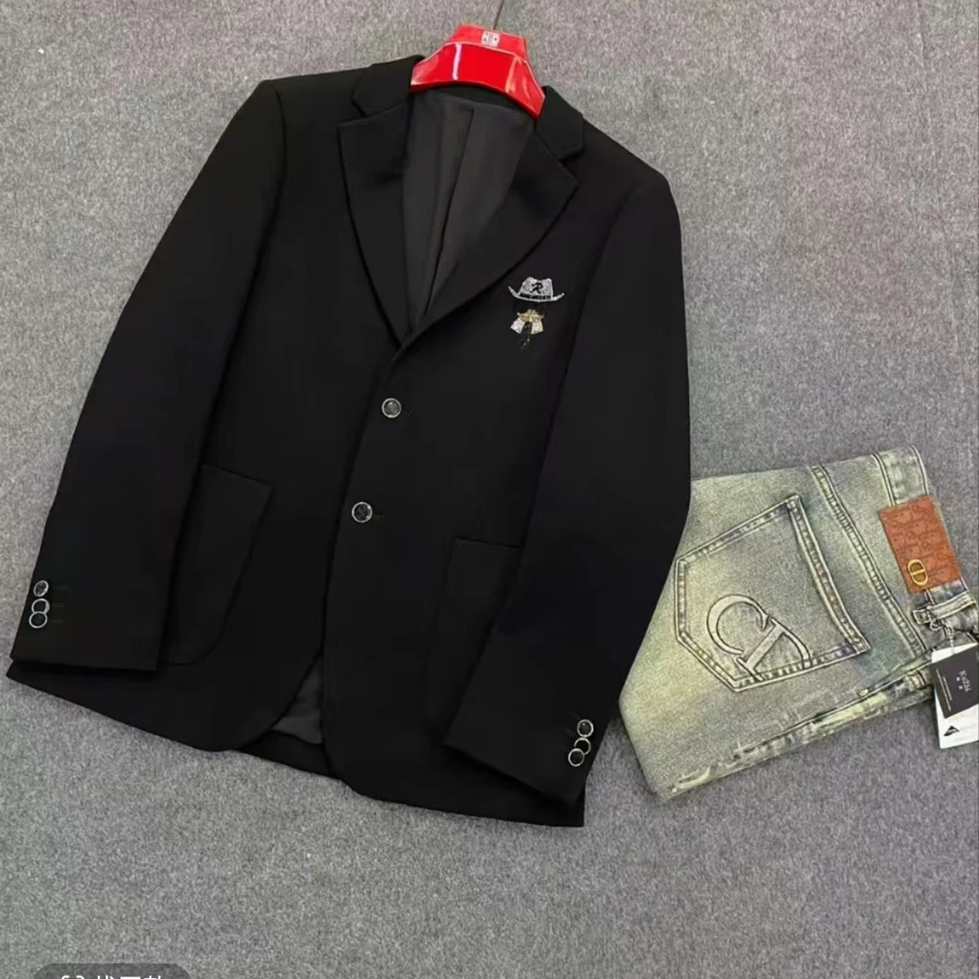 25秋冬男士精品欧货烫钻小老头修身小西装