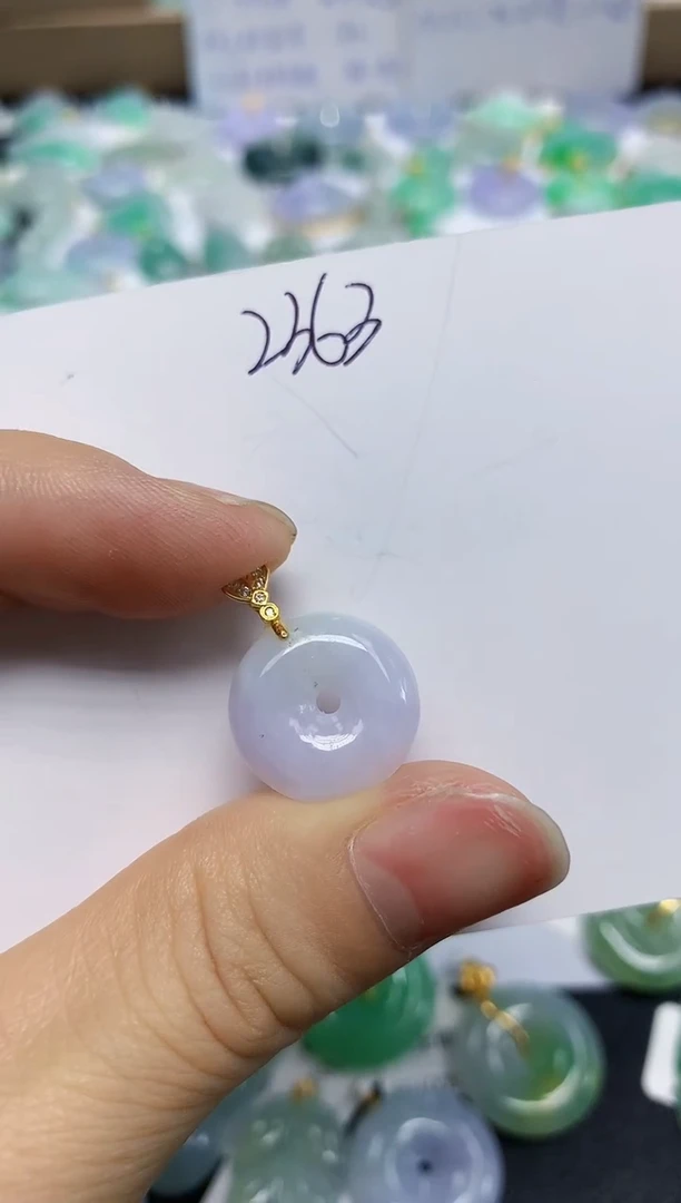 翡翠18K金镶嵌颈饰天然缅甸翡翠A货我