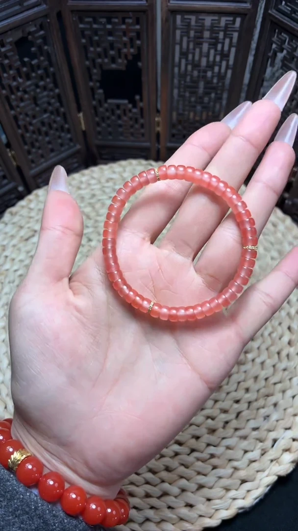 未镶嵌手串南红玛瑙小庄冰粉直切药片手串6mm