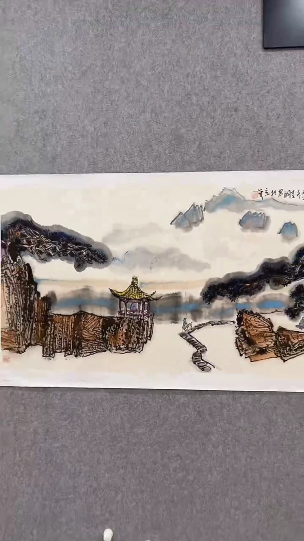 国画李纲-8平尺-山水国画-金