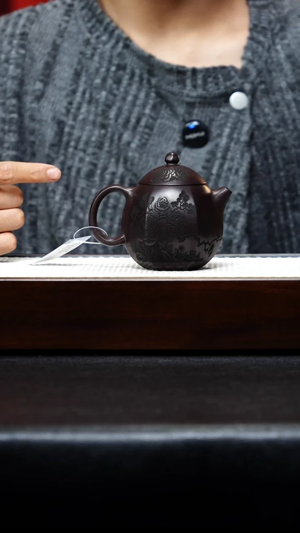 茶杯紫砂宜兴紫砂 六方龙蛋 顾林芳 汉棠紫泥