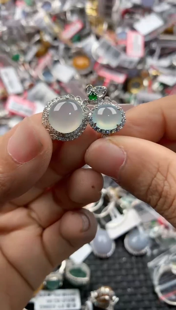 银S925镶嵌戒指翡翠555            3