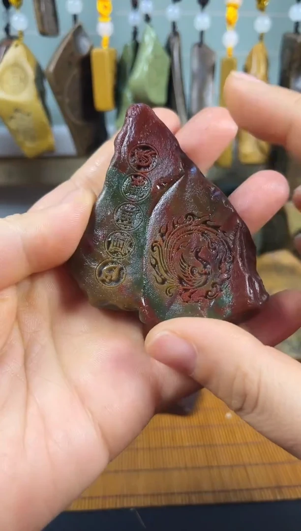 原石雕刻 默认打孔穿绳58