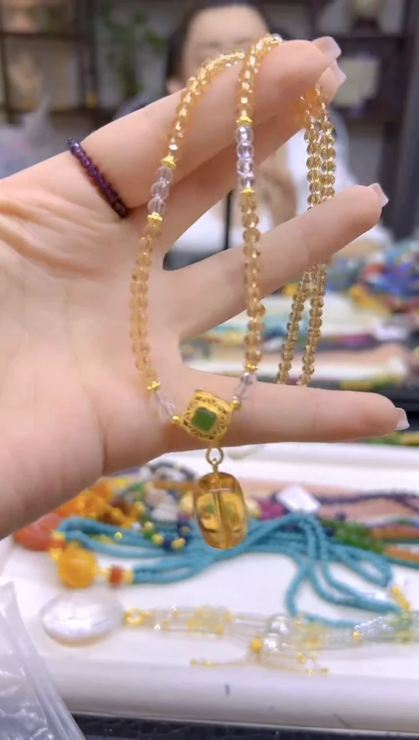 未镶嵌项链黄晶DIY款X575