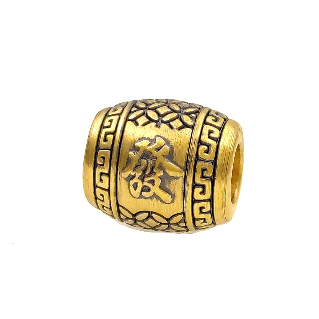发财桶孔径5.8mm  复古黄金足金999黑金手串桶珠男女送礼