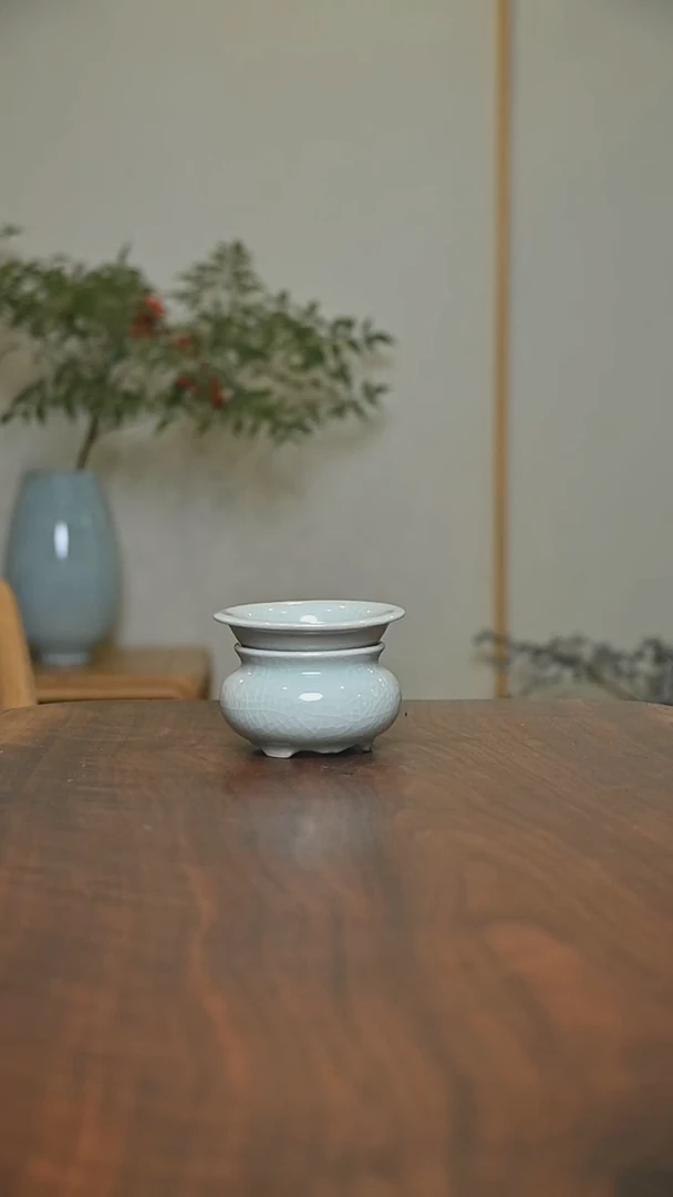 香炉茶漏 粉青釉 微瑕 无款