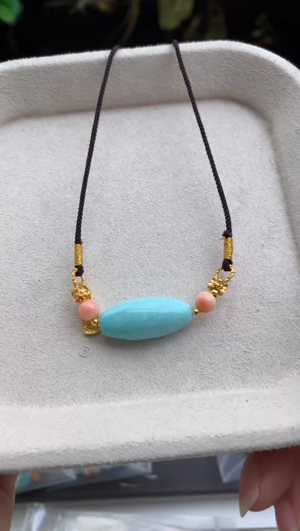 未镶嵌绿松石锁骨链茜.A79