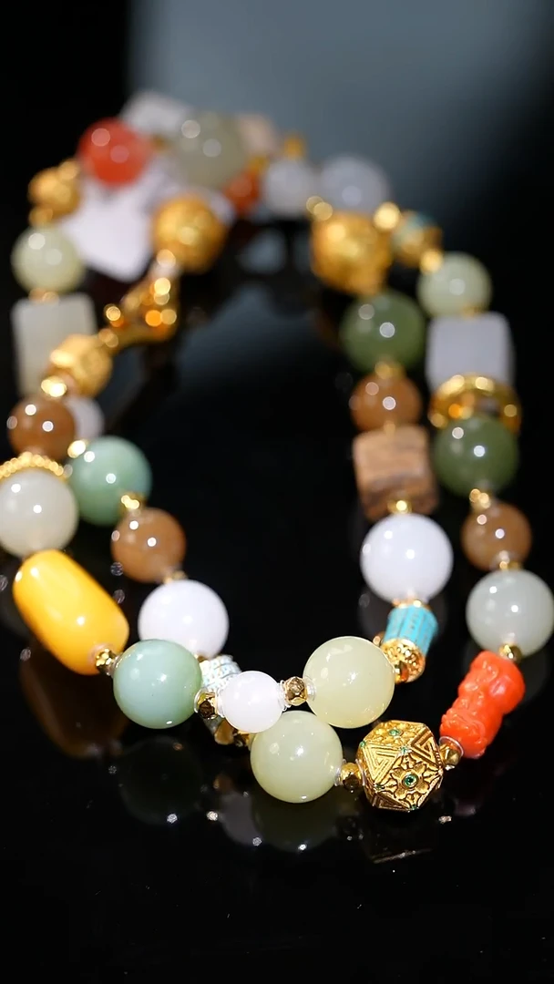 项链银S925镀金镶嵌和田玉41多样性发一