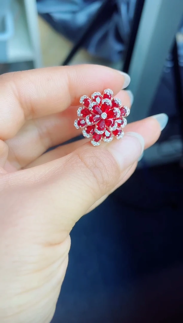 【闪购商品】彩色蓝宝石戒指银S925镶嵌戒指