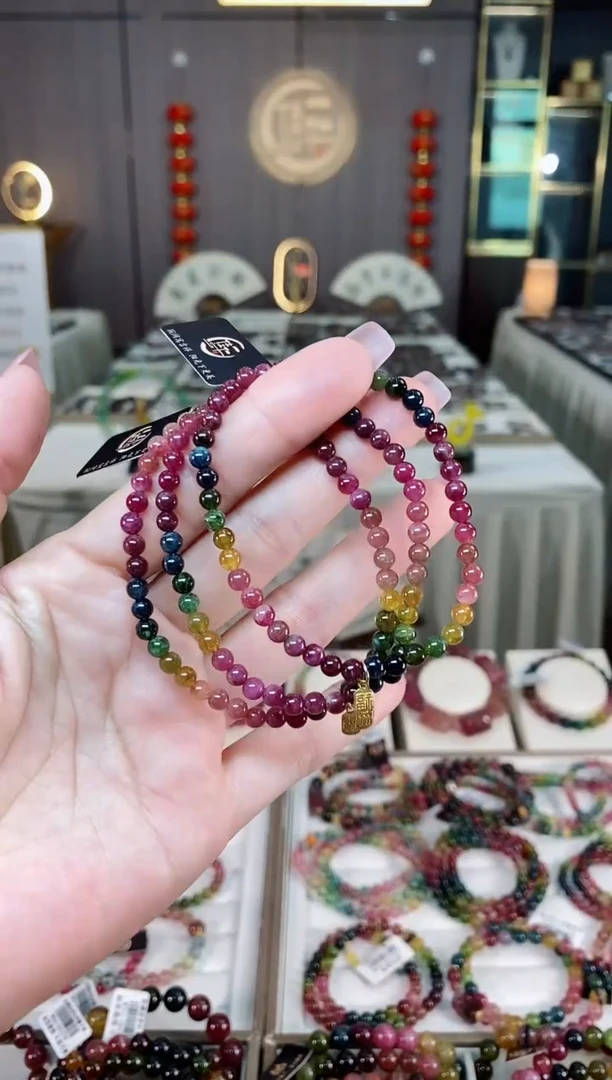 未镶嵌老矿碧玺单圈手串4mm+碧玺hon多样性发货一条