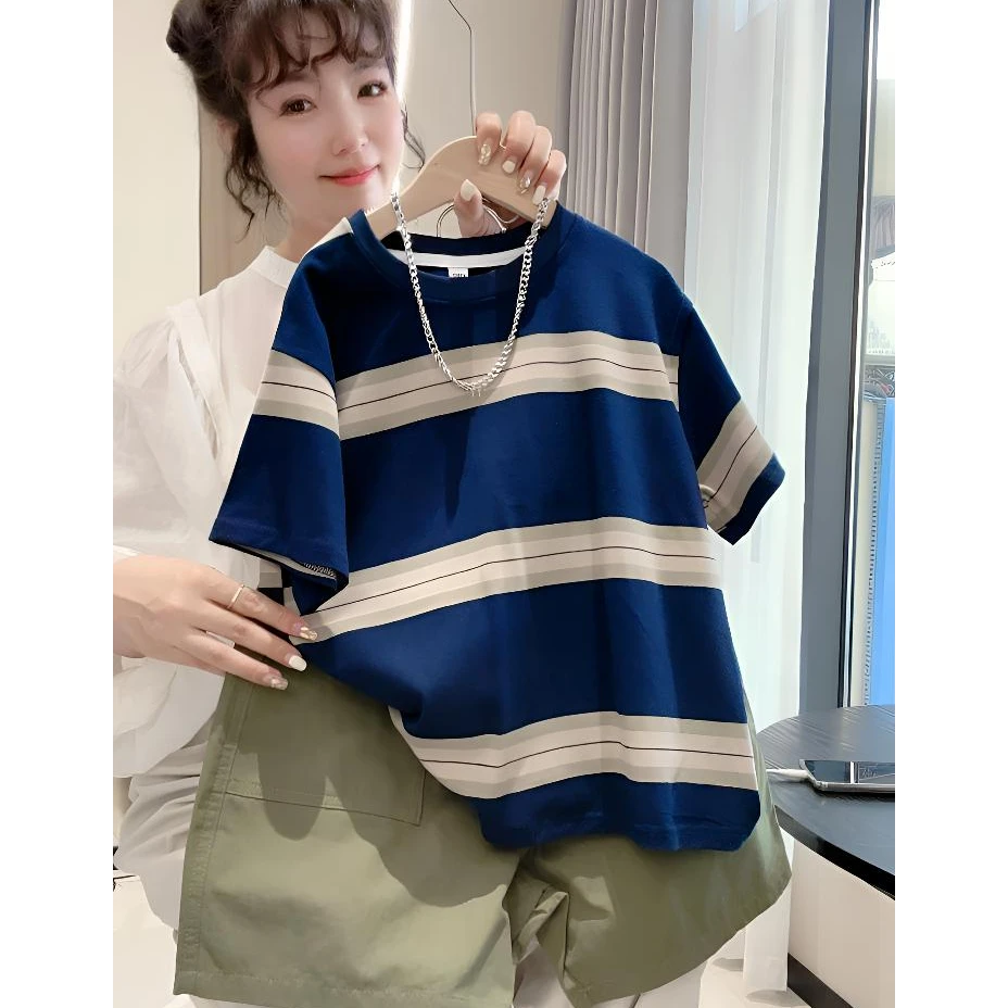 男童夏季套装2025新款儿童圆领条纹短袖短裤两件套男宝潮酷童装潮