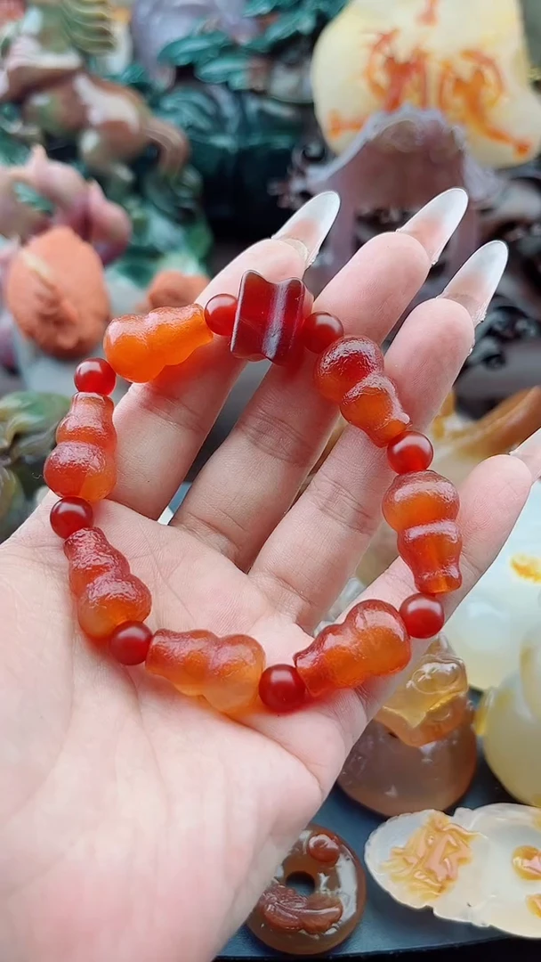 未镶嵌车挂玛瑙/玉髓飒****)手链