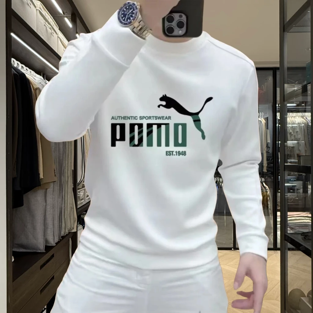 长袖圆领秋冬美式痞帅印花卫衣修身潮流春季上衣秋季休闲冬季