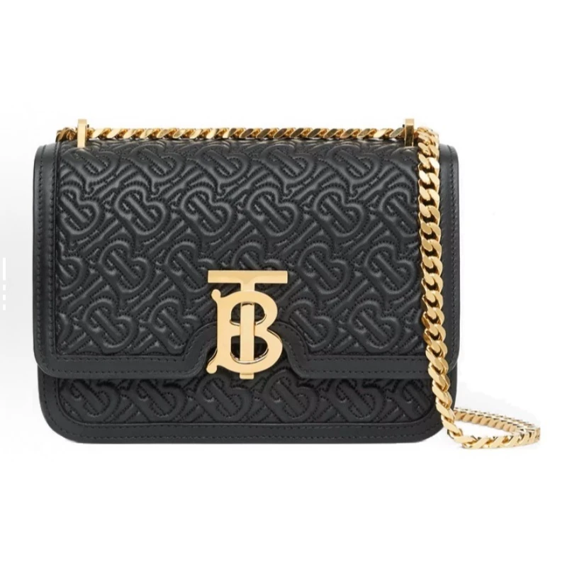 99新 BURBERRY/博柏利 Bt标黑金链条包
