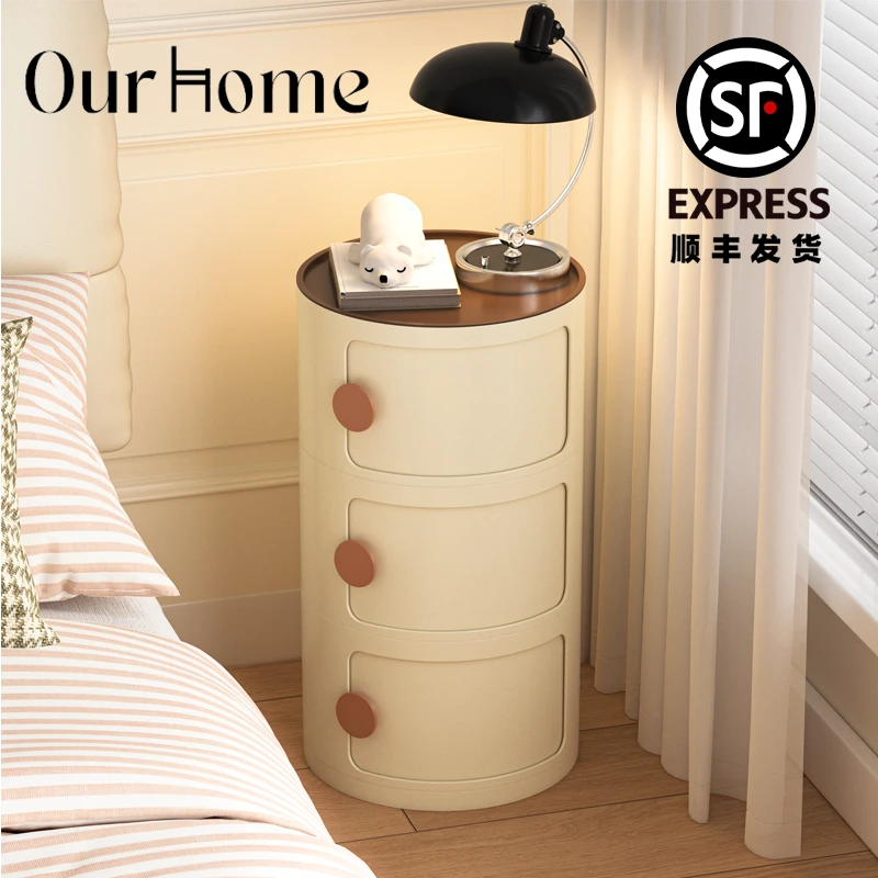 中古床头柜子小型设计儿童家用卧室极窄边几收纳置物架高级感小众