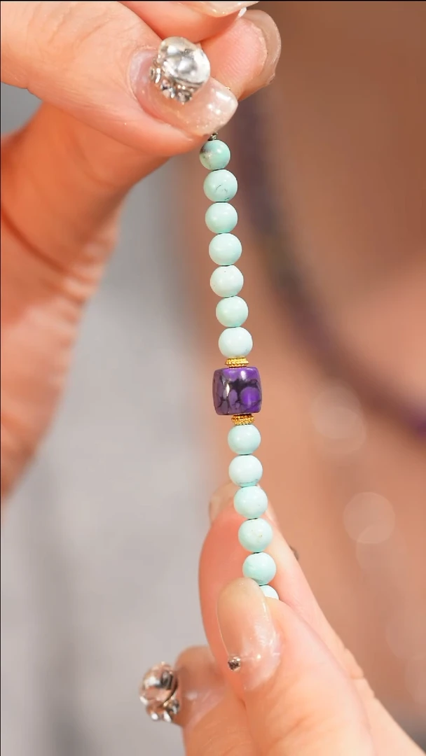 【闪购商品】苏纪石（舒俱来）手链未镶嵌桃红桶珠绿松石延长链/6.5cm