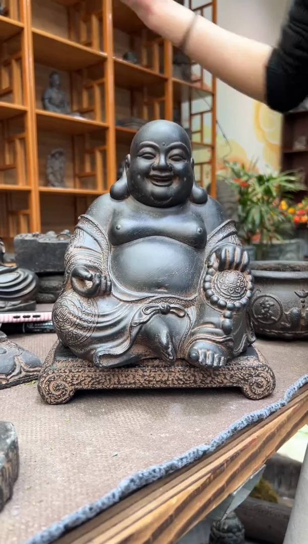 陶土【火山泥】大肚佛+小江枫底座