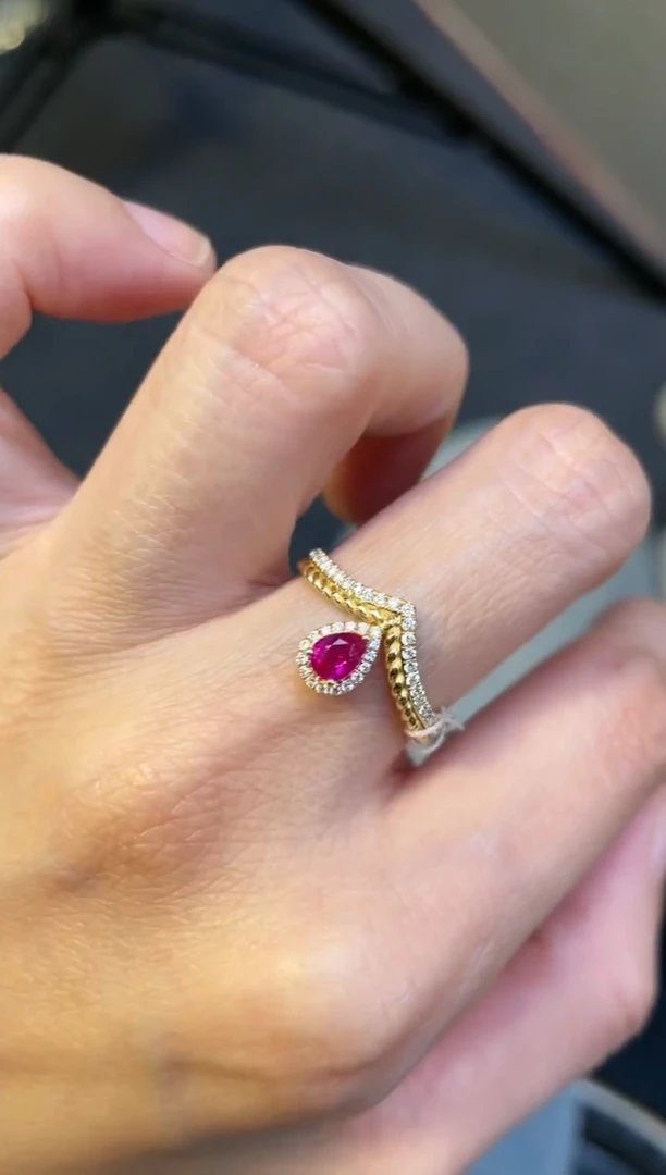 【闪购商品】红宝石戒指18K金镶嵌缅甸主石：0.30ct