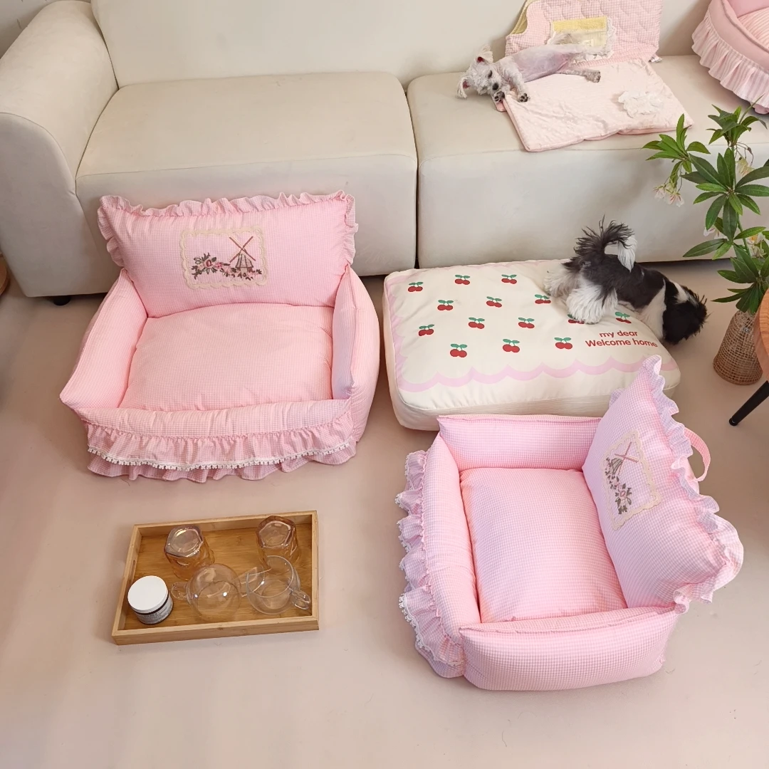 四季通用凉感宠物沙发床猫窝狗窝全可拆洗夏季公主睡垫马尔济斯