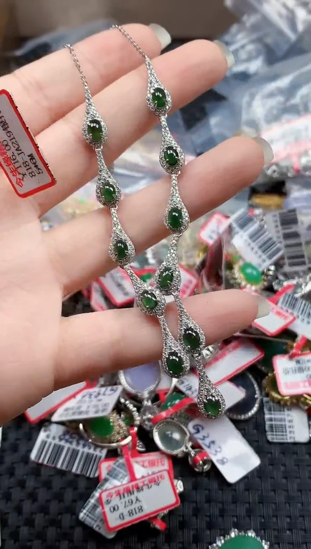 银S925镶嵌戒指翡翠天然A货缅甸翡翠