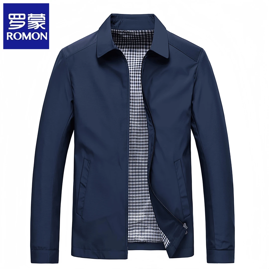 Romon/罗蒙男士夹克衫外套男春秋季行政爸爸装商务休闲翻领上衣