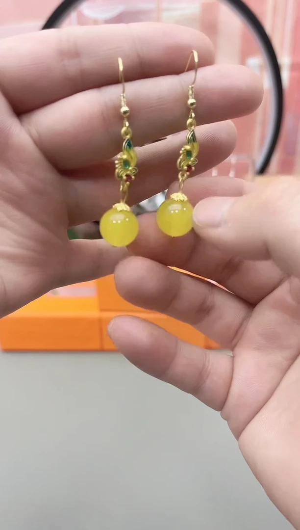 银S925镶嵌耳坠玛瑙/玉髓j551