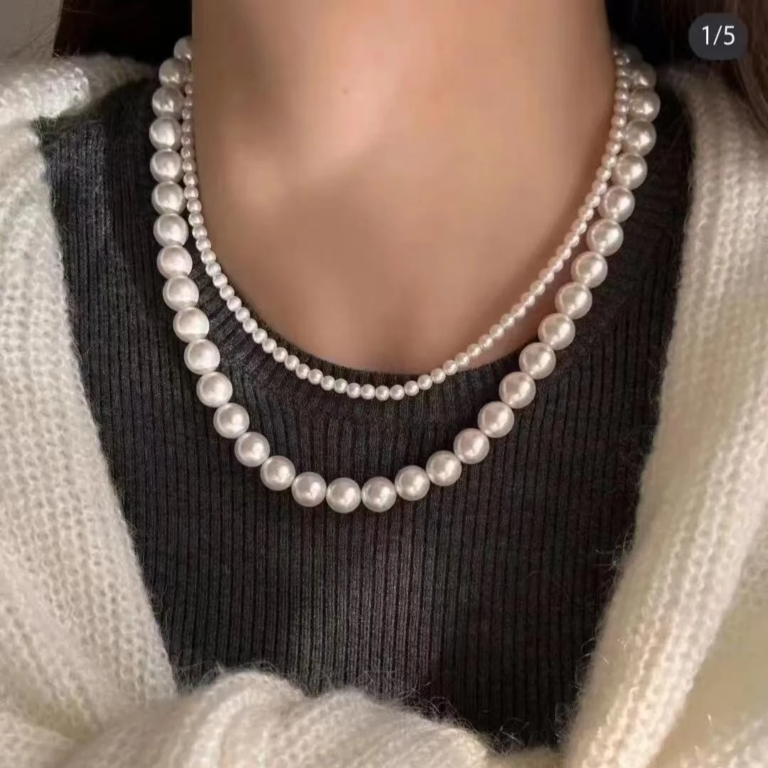 链子925银 珍珠项链长约44厘米，直播间【一物一拍】卡3到4mm近圆