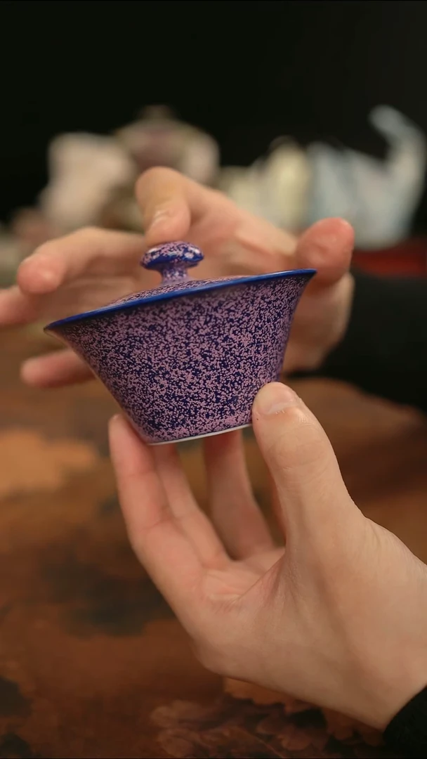 摩吉陶陶闪拍链接 紫结晶二才盖碗