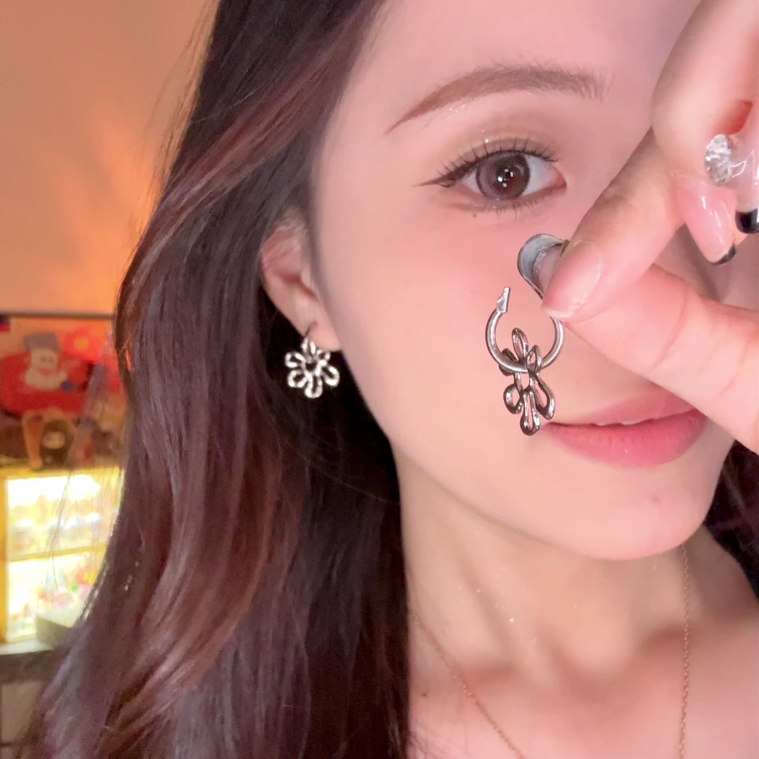 合金耳饰 女轻奢欧美银色饰品植物花卉时尚日韩甜美清新耳环