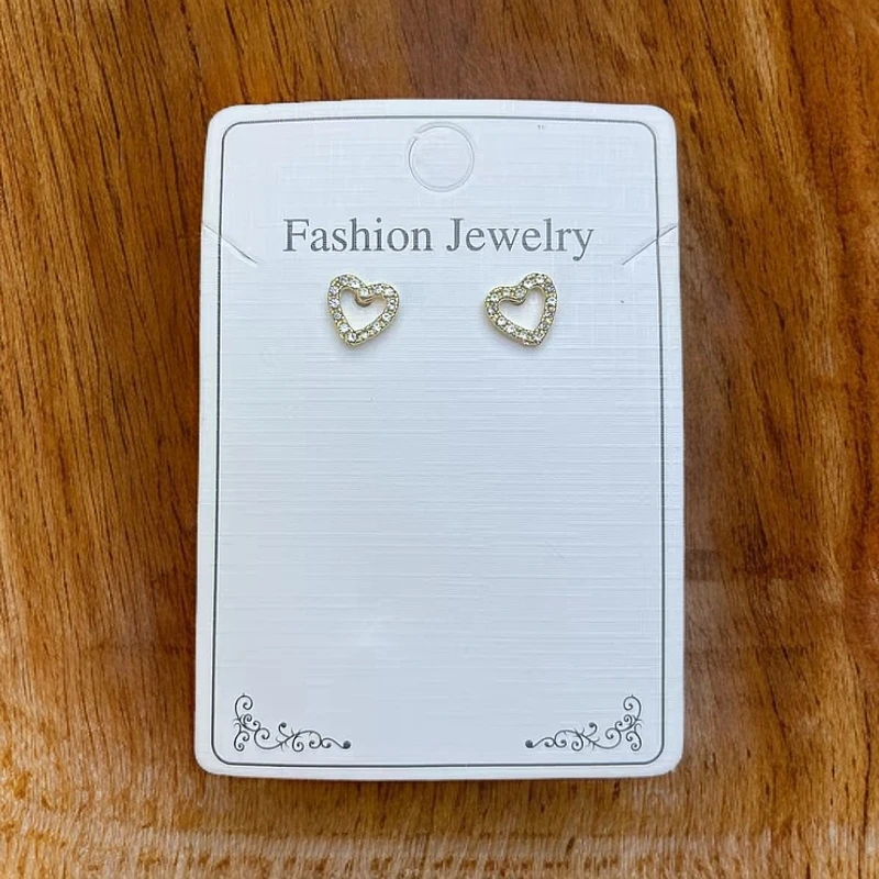 钛钢锆石耳饰 【A505】轻奢满钻镂空爱心耳钉小众设计款耳钉