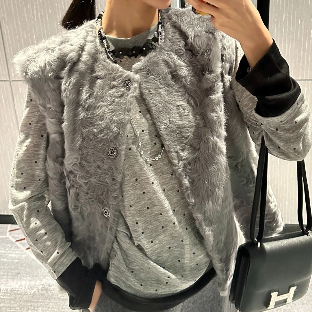 人造皮草 LEVIN LOVE 设计师款潮流女款小湖羊马甲 A006JX4531